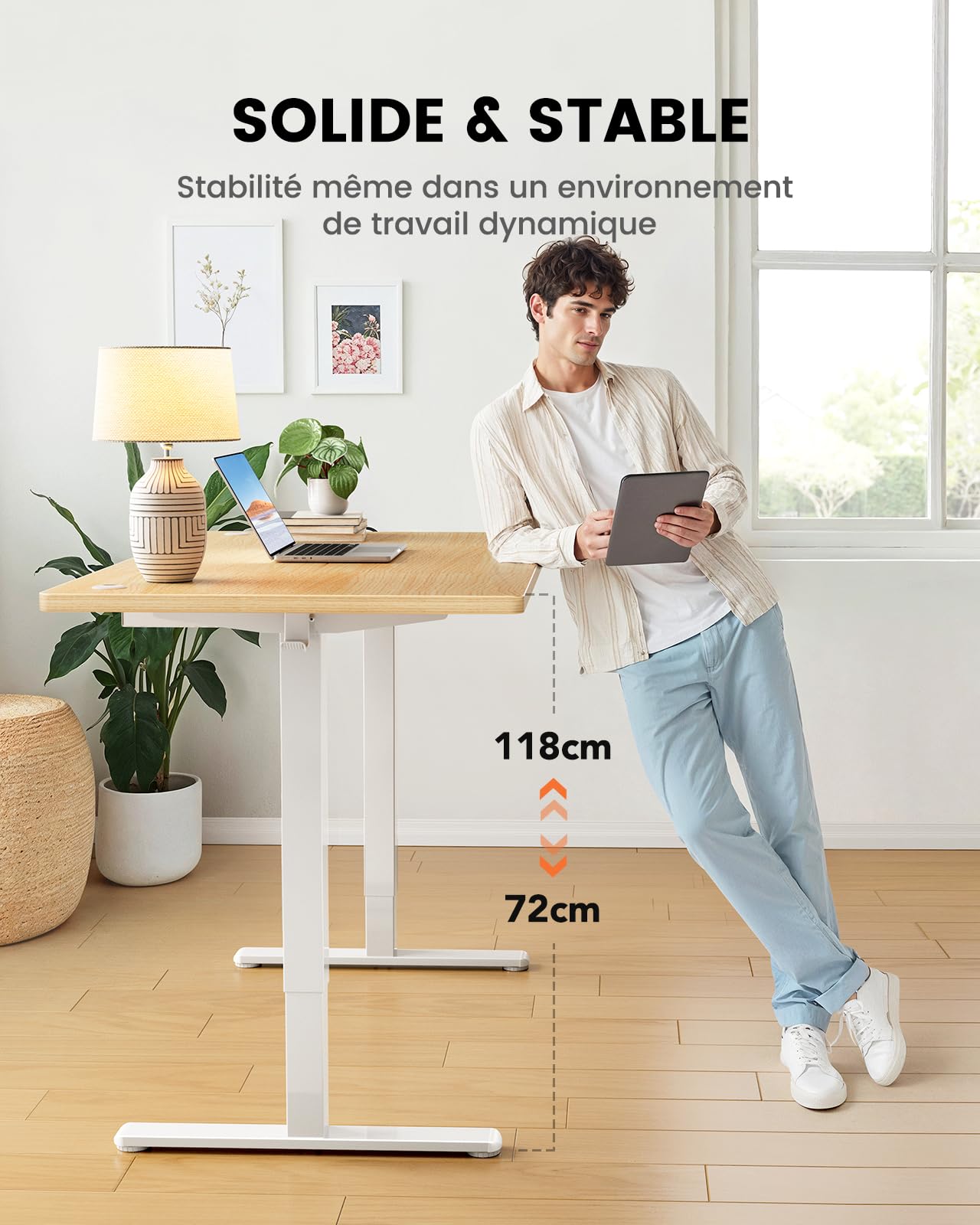 ErGear Electric Standing Desks bureau assis debout 160x80 naturel 100 kg