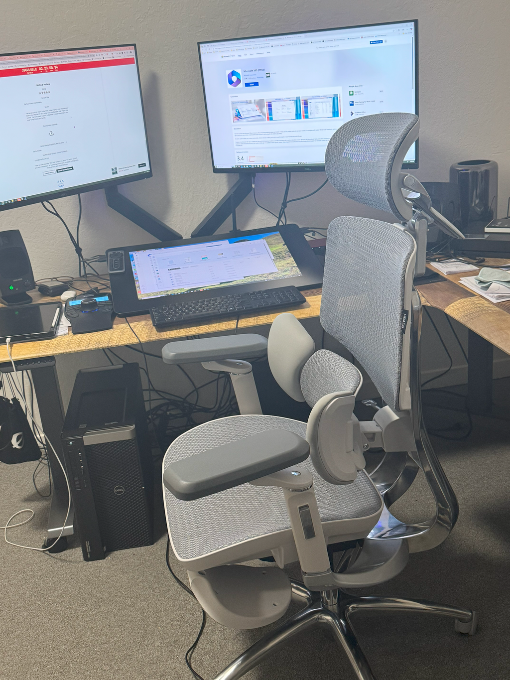 Hbada E3 Ultra chaise de bureau gris repose-pieds 4D