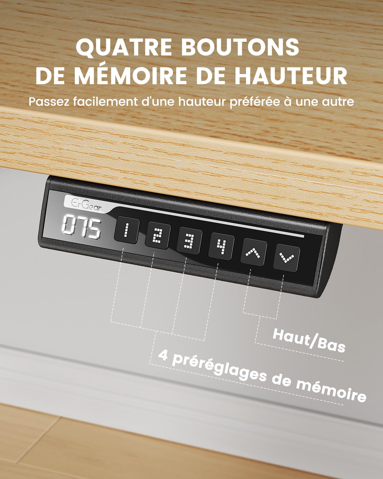 ErGear Electric Standing Desks bureau assis debout 160x80 naturel 100 kg