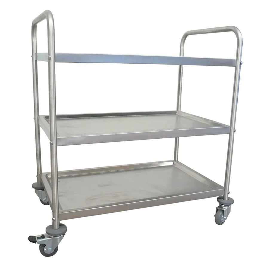 MOBIKA Réfectoire chariot inox 3 plateaux 2 poignées mobile