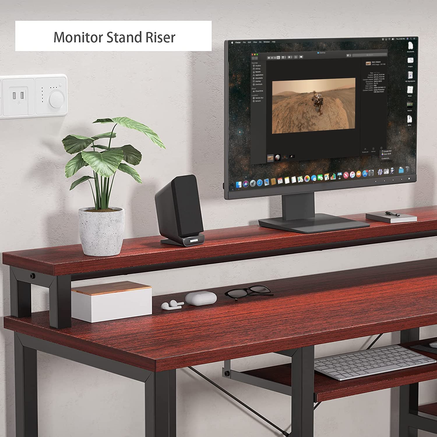 Noblewell Computer Desk bureau 47 pouces cerise tiroir clavier