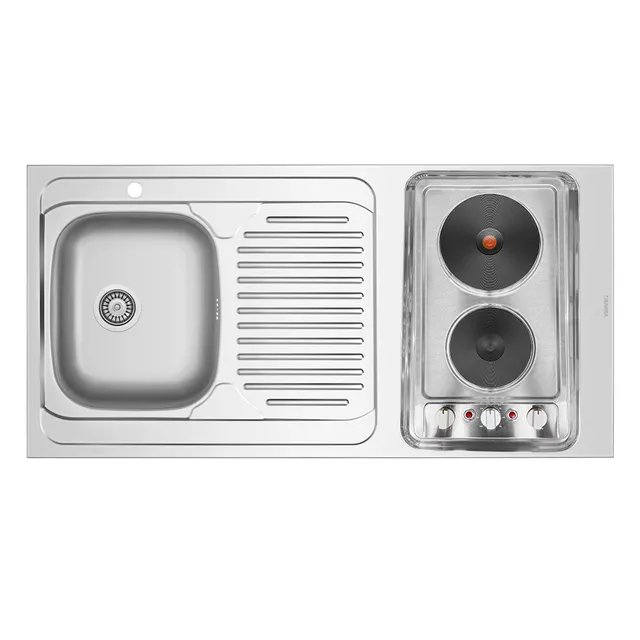 MOBIKA Réfectoire Évier kitchenette 120x60 cm 1 cuve plaques
