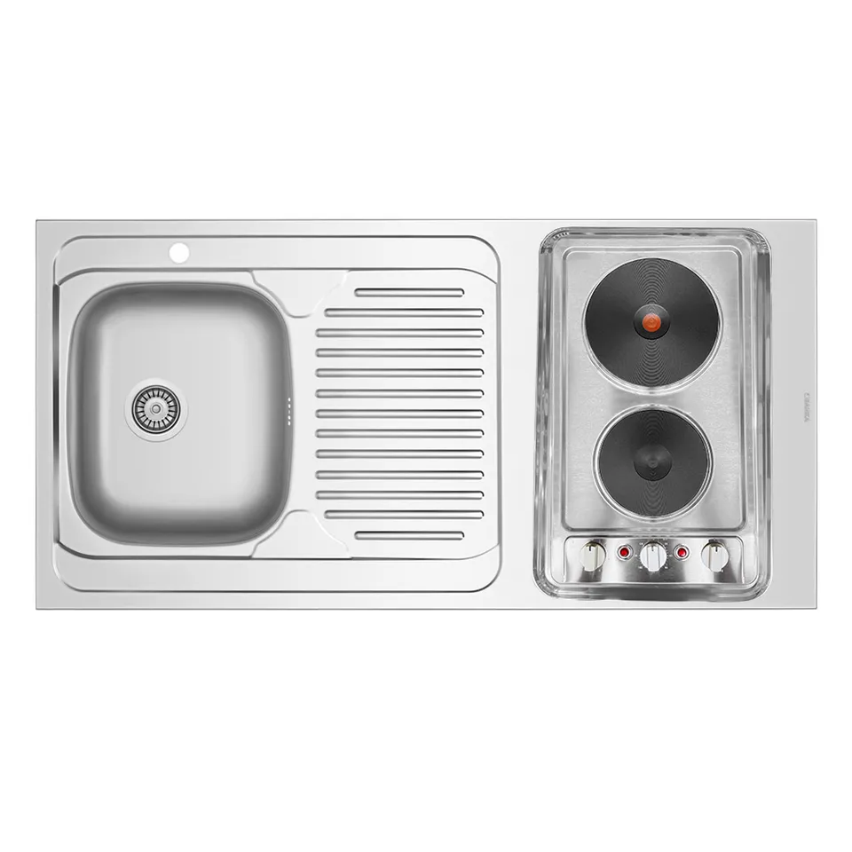 MOBIKA Réfectoire Évier kitchenette 120x60 cm 1 cuve plaques