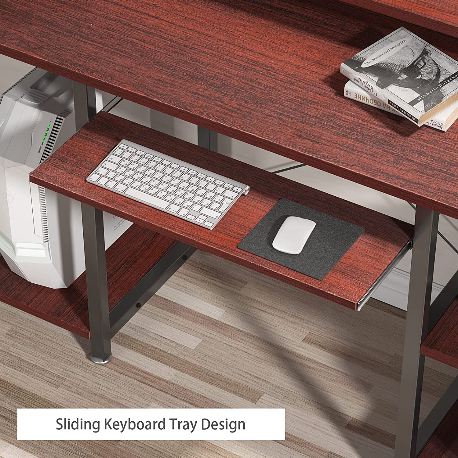 Noblewell Computer Desk bureau 47 pouces cerise tiroir clavier