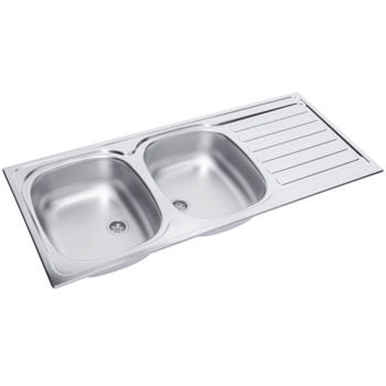 MOBIKA Réfectoire évier inox 120x60 2 cuves avec égouttoir