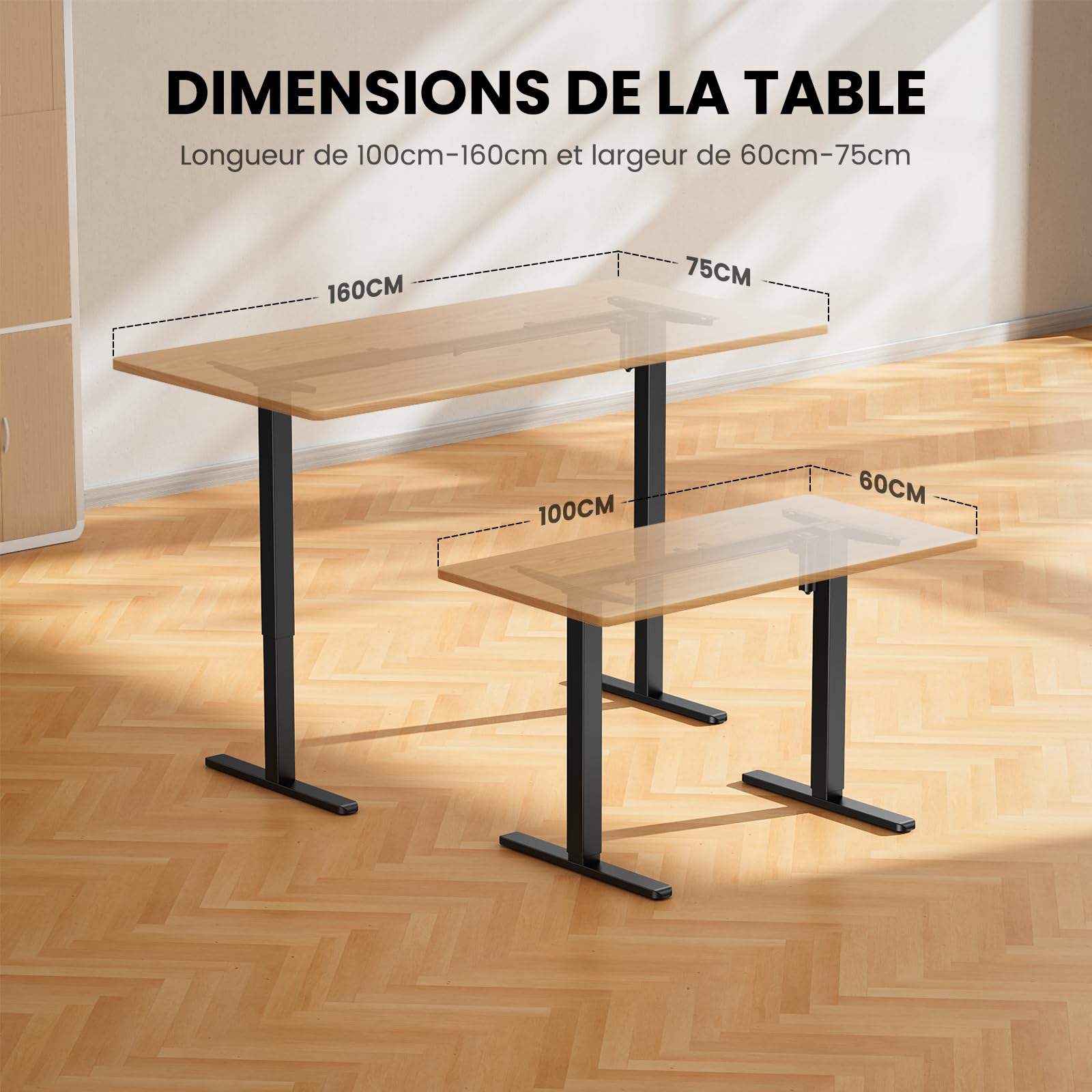 ErGear Electric Standing Desks cadre assis-debout blanc noir 118 cm