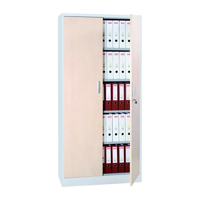 MOBIKA Bureau Armoire haute bois portes battantes