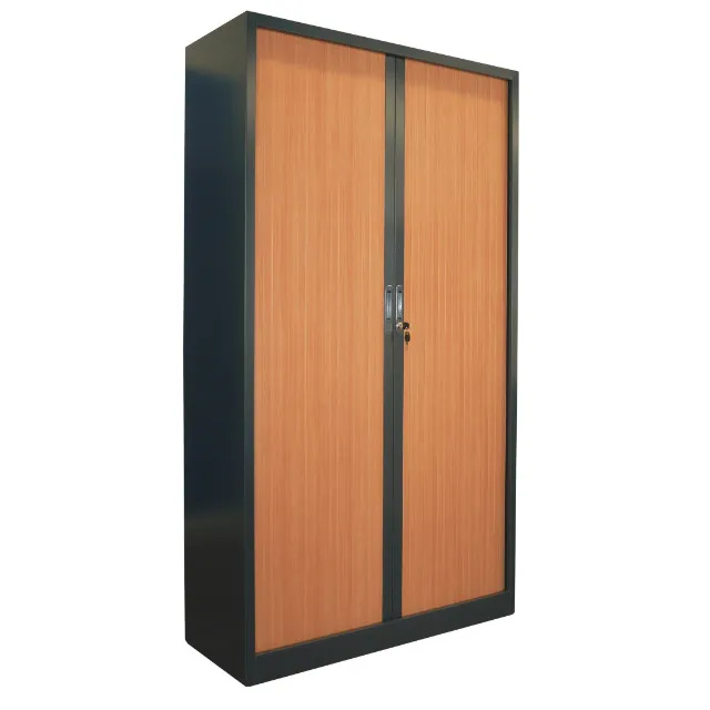 MOBIKA Bureau armoire haute rideaux PVC bois