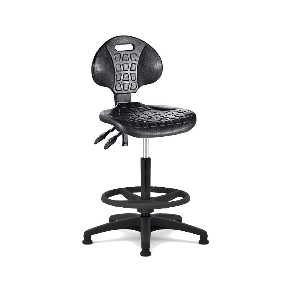 MOBIKA Réfectoire tabouret pivotant noir repose-pieds
