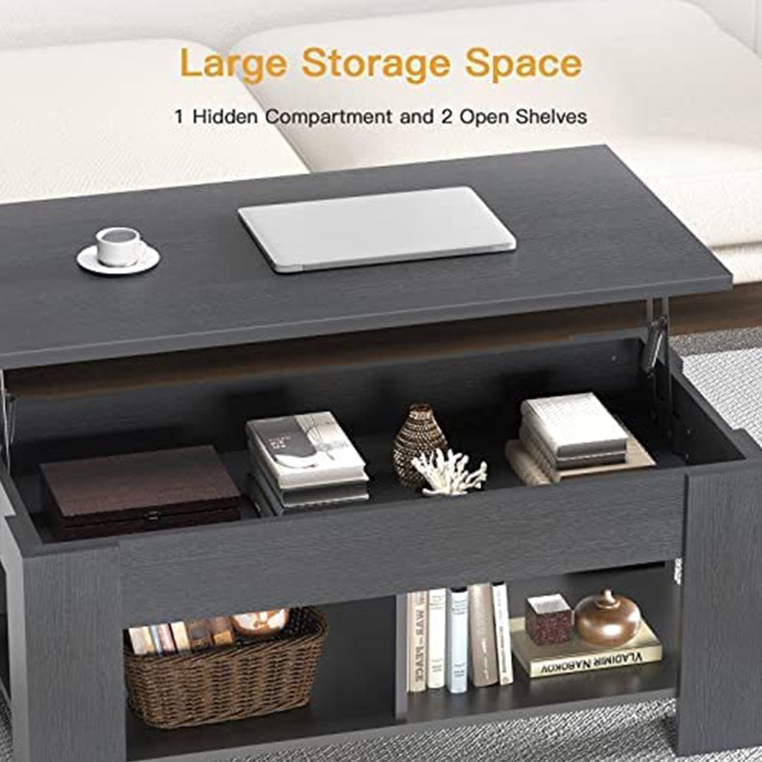 Noblewell Coffee Table table basse noire plateau relevable
