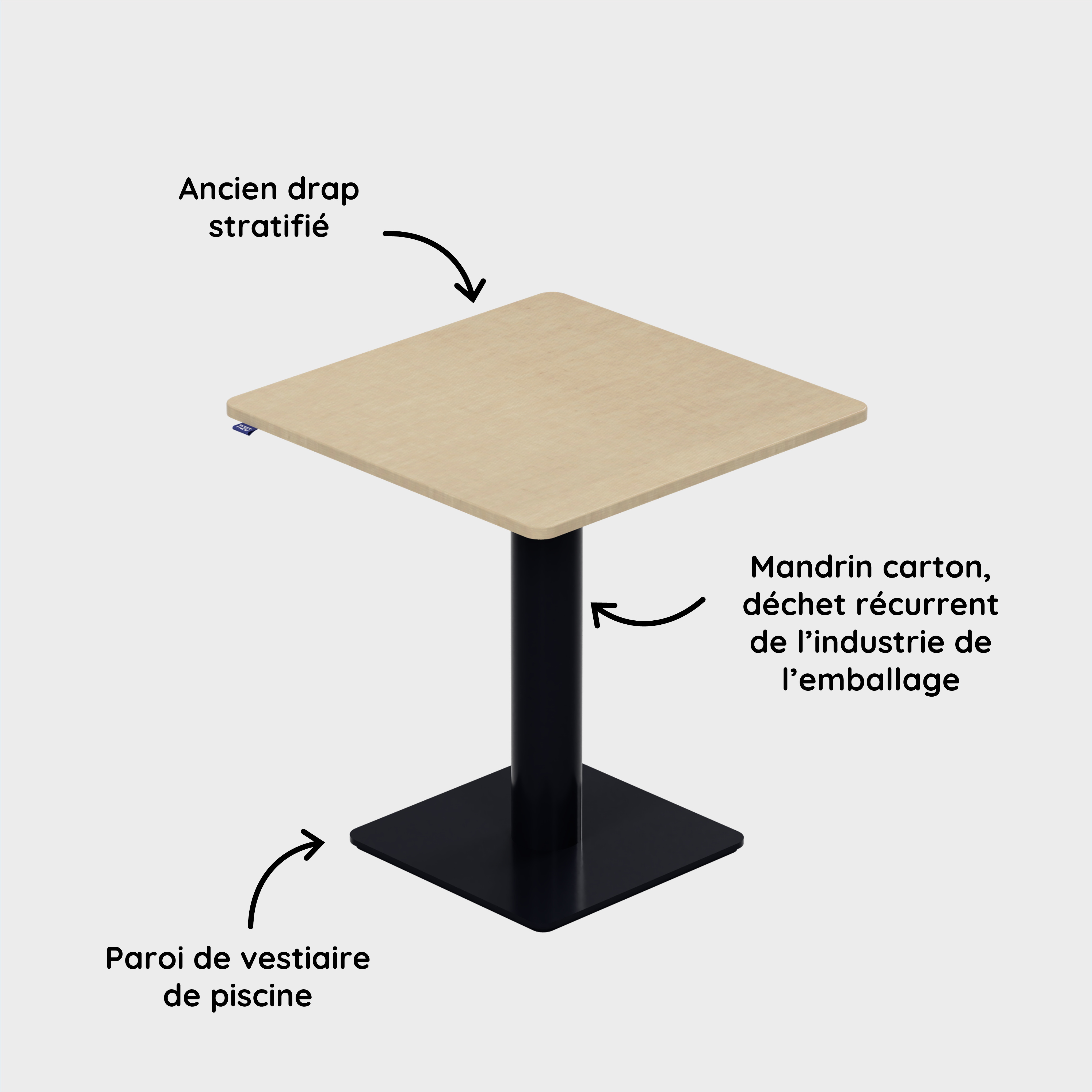 Tizu Montchat table bureau réglable 60x60 à 70x70cm