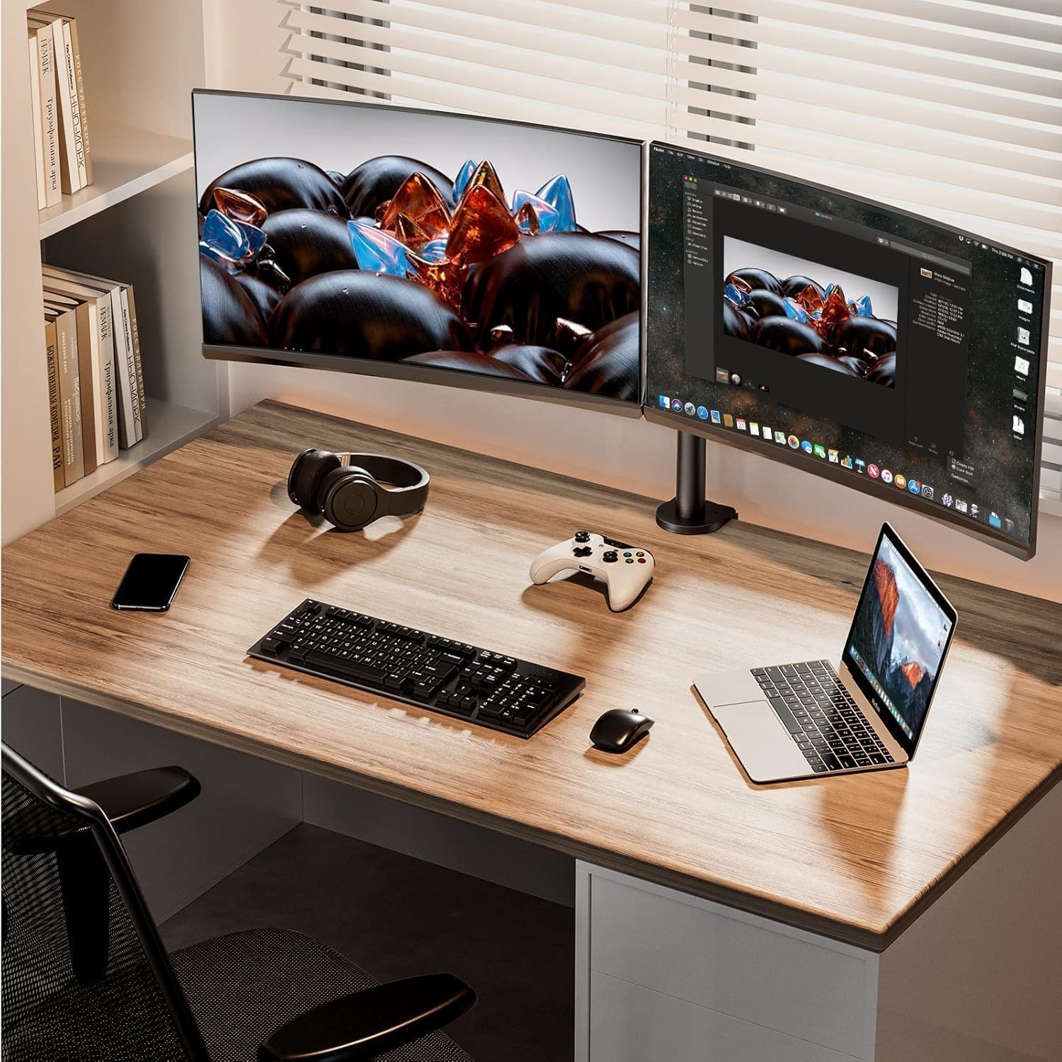 ErGear Monitor Mounts support écran PC noir 2x32 pouces