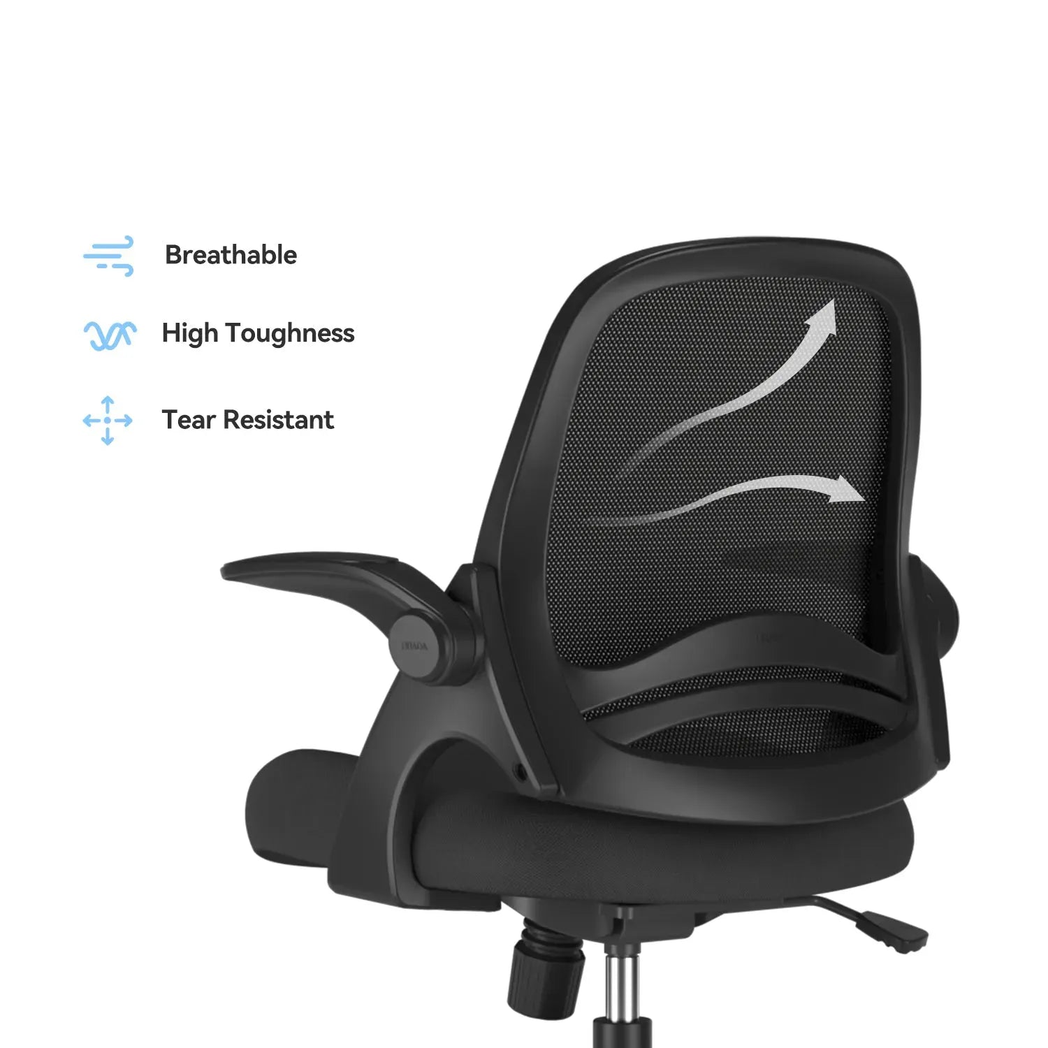 Hbada J1 Chaise de bureau noir accoudoirs relevables