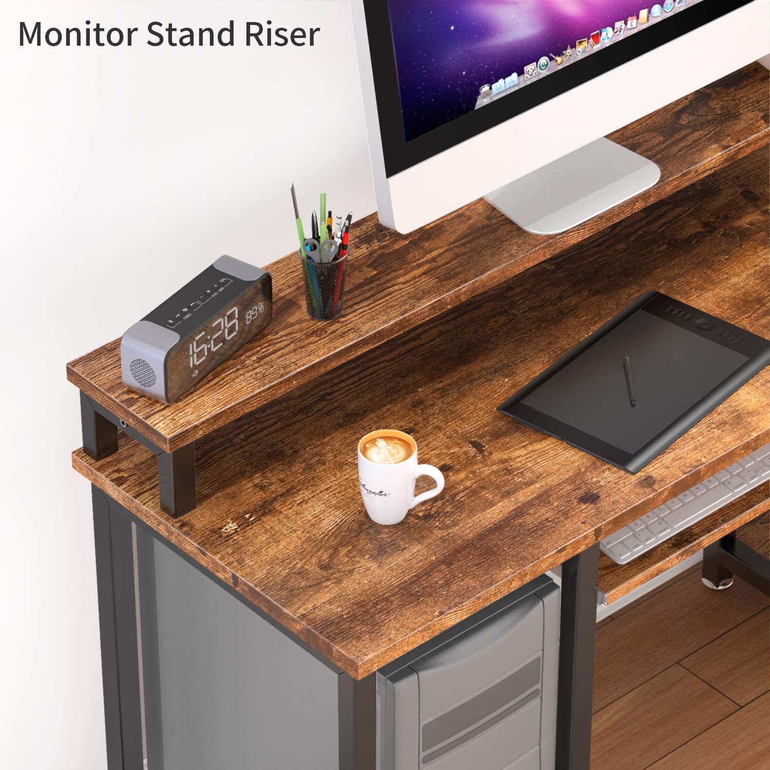 Noblewell Computer Desk bureau 47 pouces marron tiroir clavier
