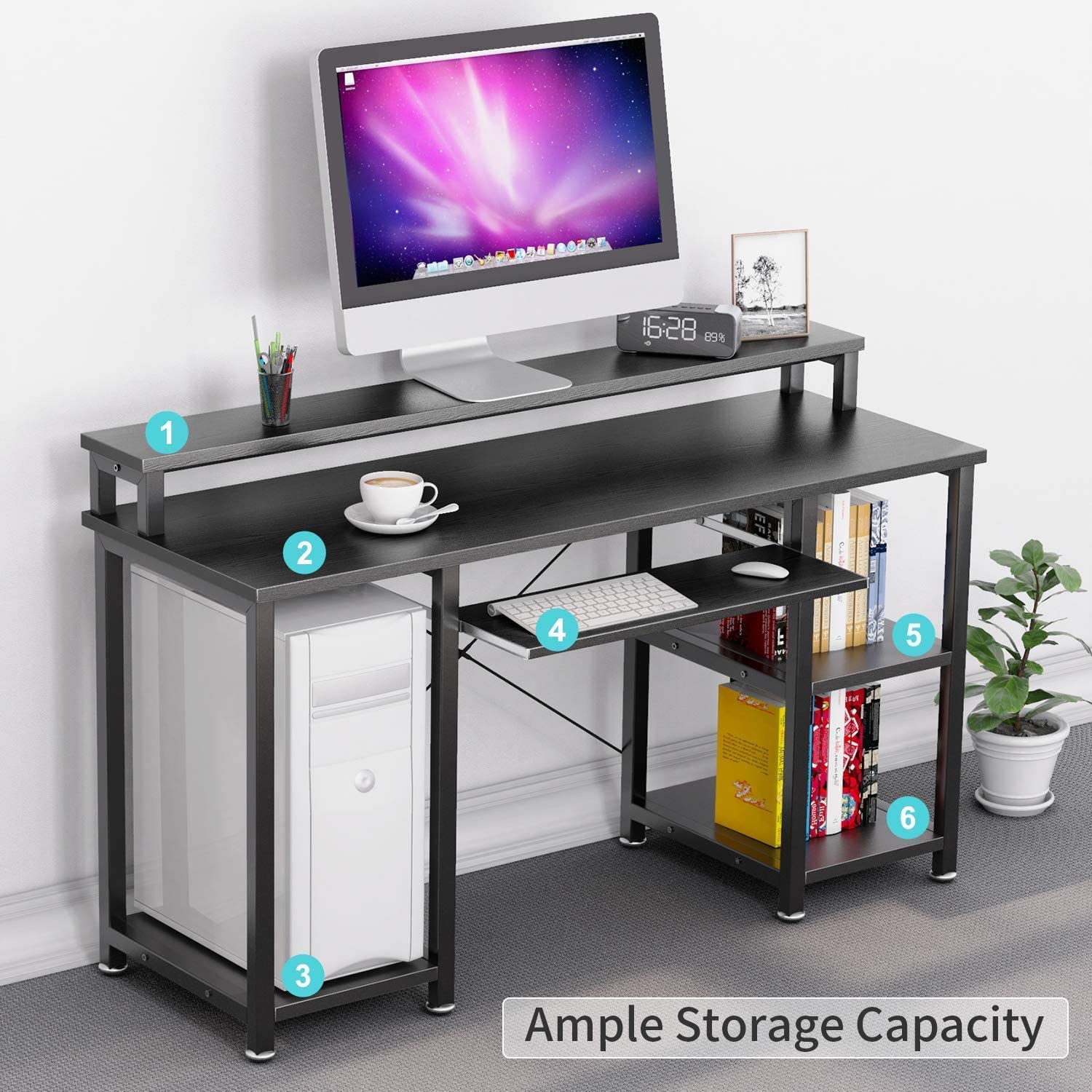 Noblewell COMPUTER DESK bureau informatique 47 pouces noir