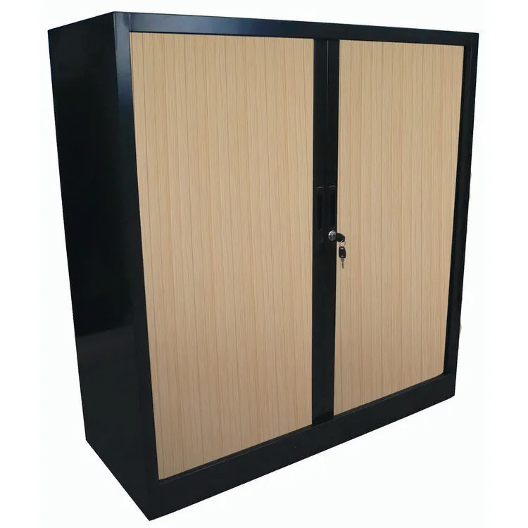 MOBIKA Bureau Armoire basse à rideaux PVC finition bois