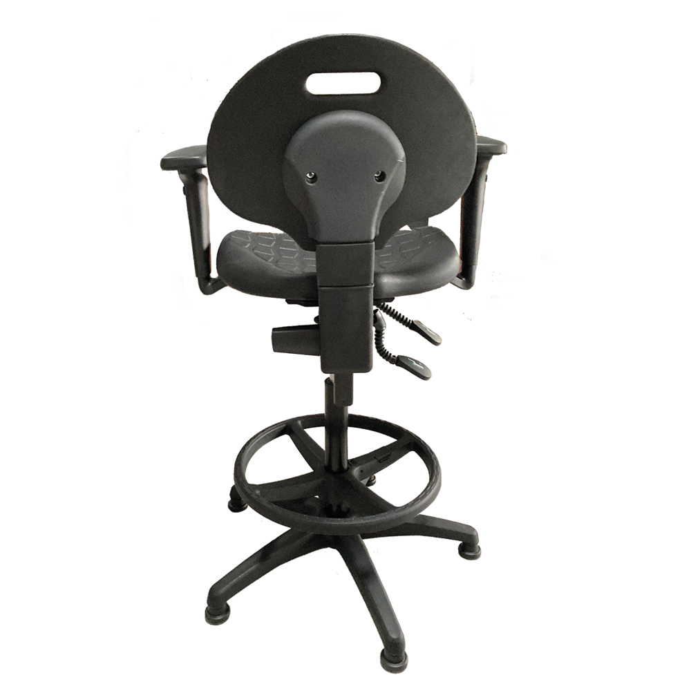 MOBIKA Réfectoire tabouret pivotant noir repose-pieds