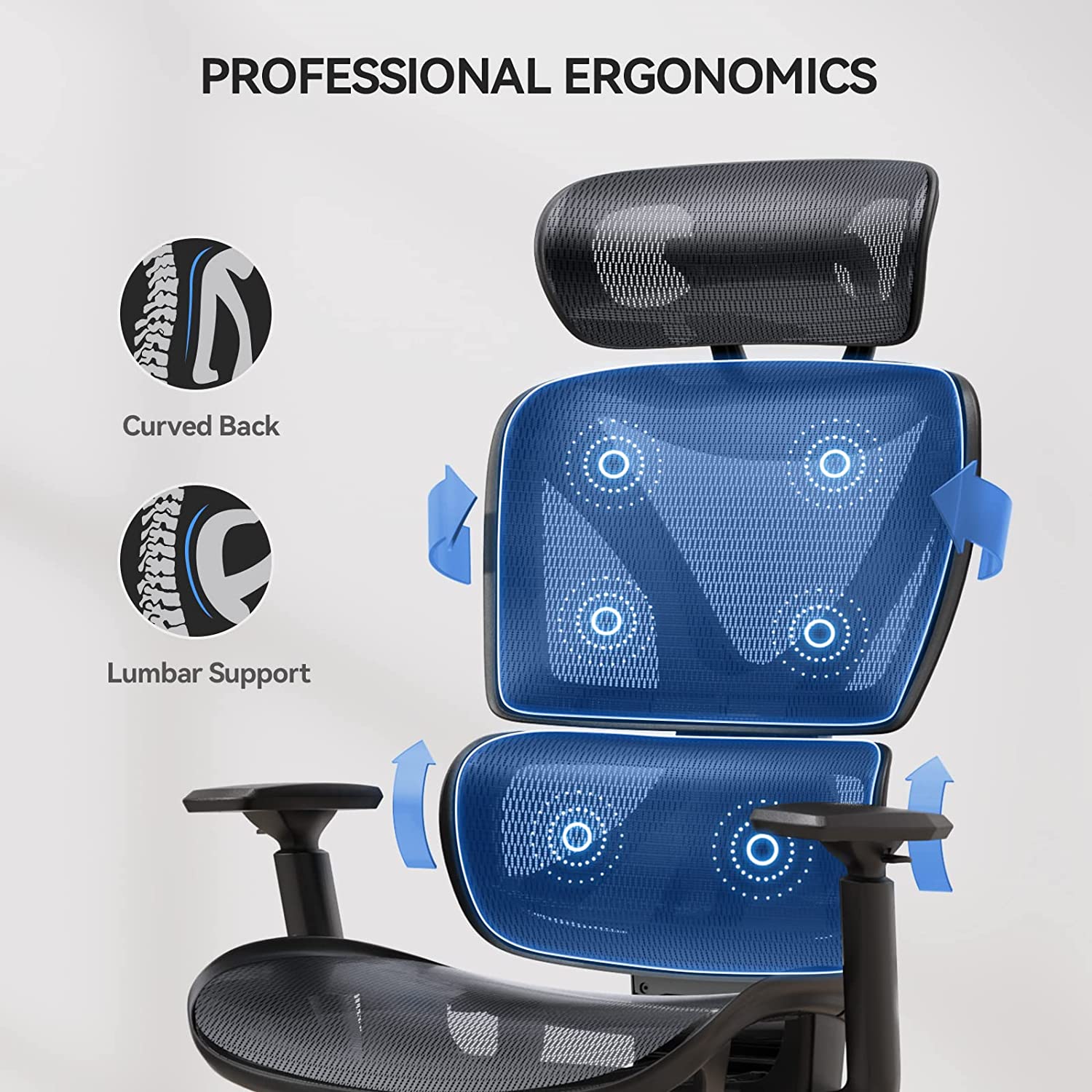 Noblewell Ergonomic Office Chair siège ergonomique mesh noir 130°