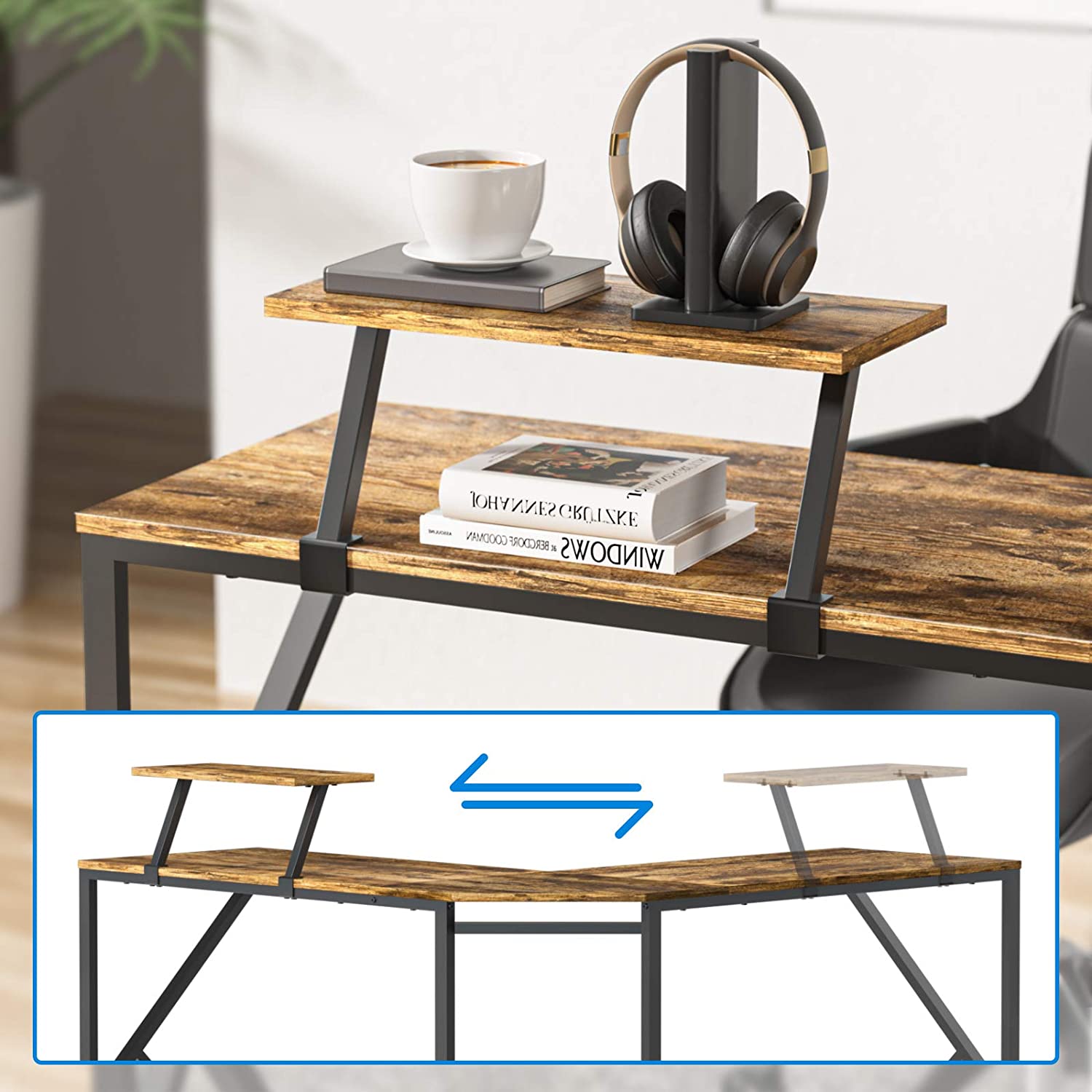 Noblewell Computer Desk bureau angle en L 51 pouces support écran