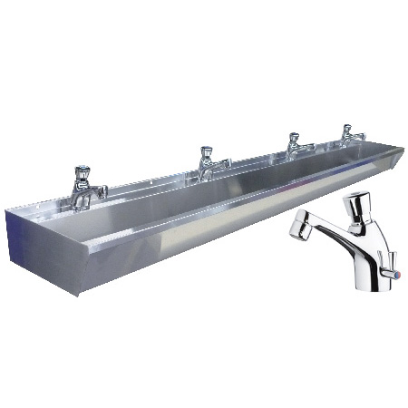 MOBIKA Hygiène Lavabo collectif inox 4 eaux 2500 mm