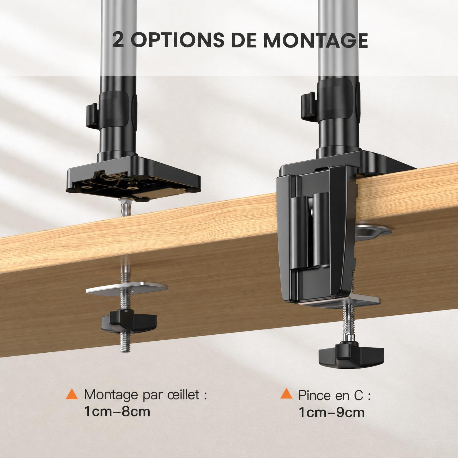 ErGear Monitor Mounts support 3 écrans 13-27" USB VESA