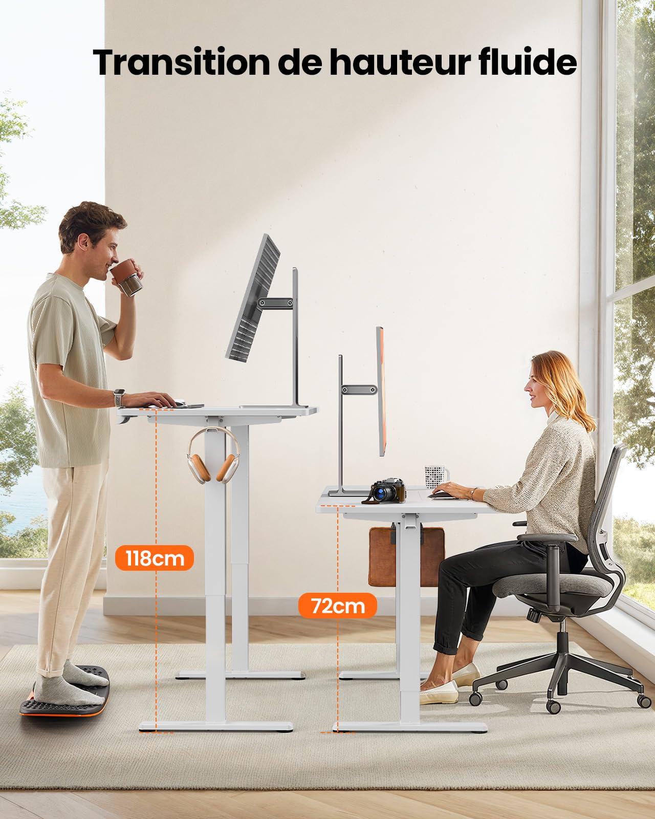 ErGear Electric Standing Desks bureau debout blanc 160x80 réglable