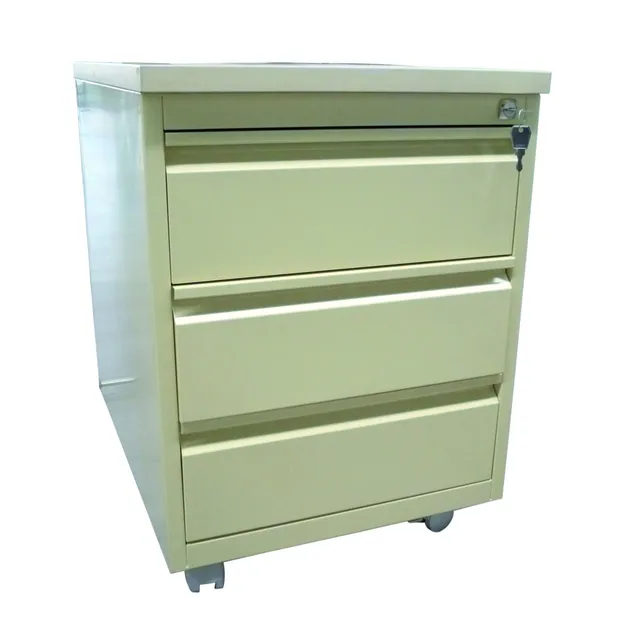 MOBIKA Bureau Caisson mobile métal 3 tiroirs top mélaminé