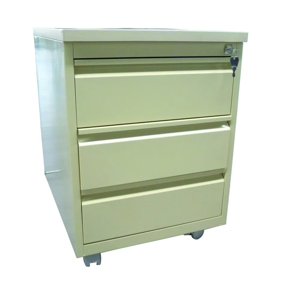 MOBIKA Bureau Caisson mobile métal 3 tiroirs top mélaminé
