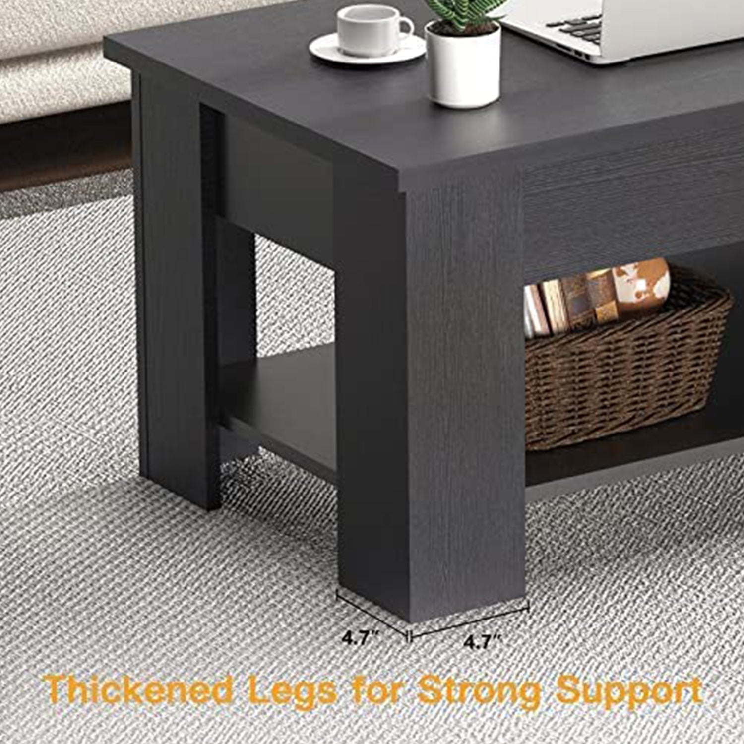 Noblewell Coffee Table table basse noire plateau relevable