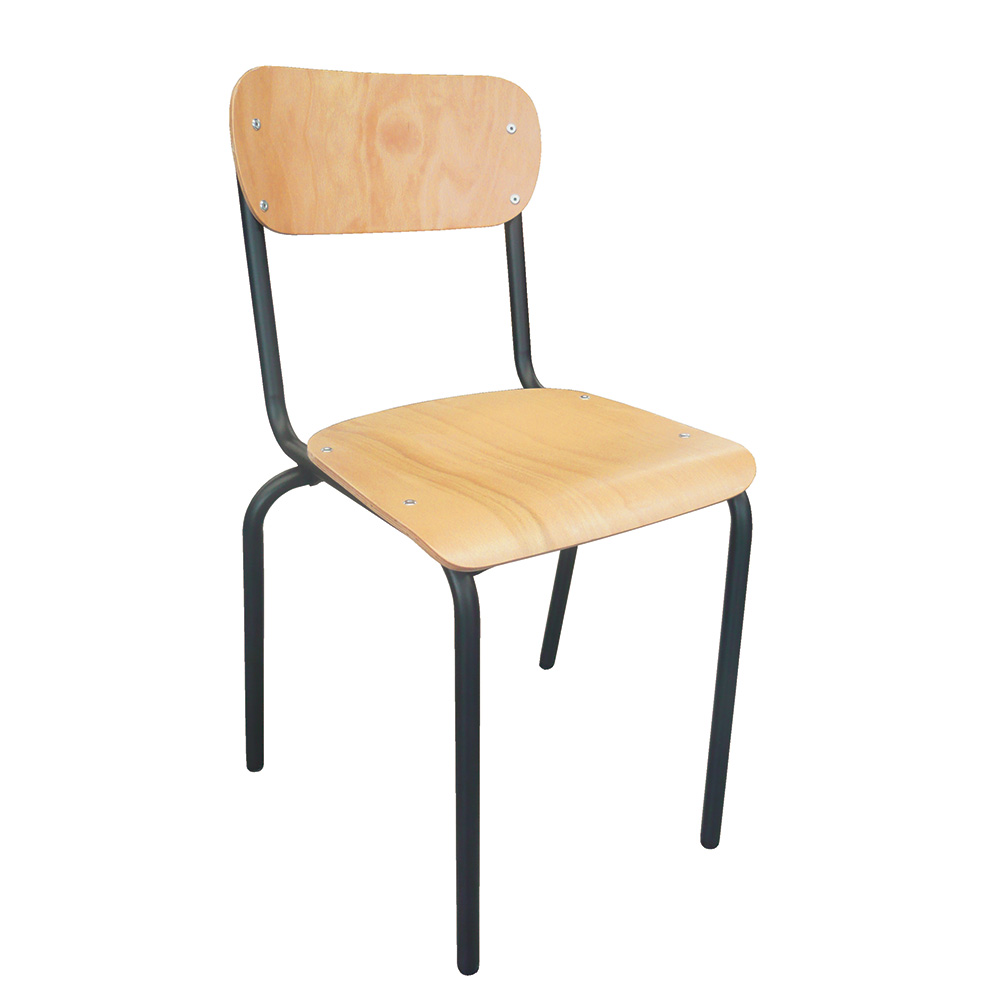 MOBIKA Réfectoire Chaise bois empilable assise bois vernis