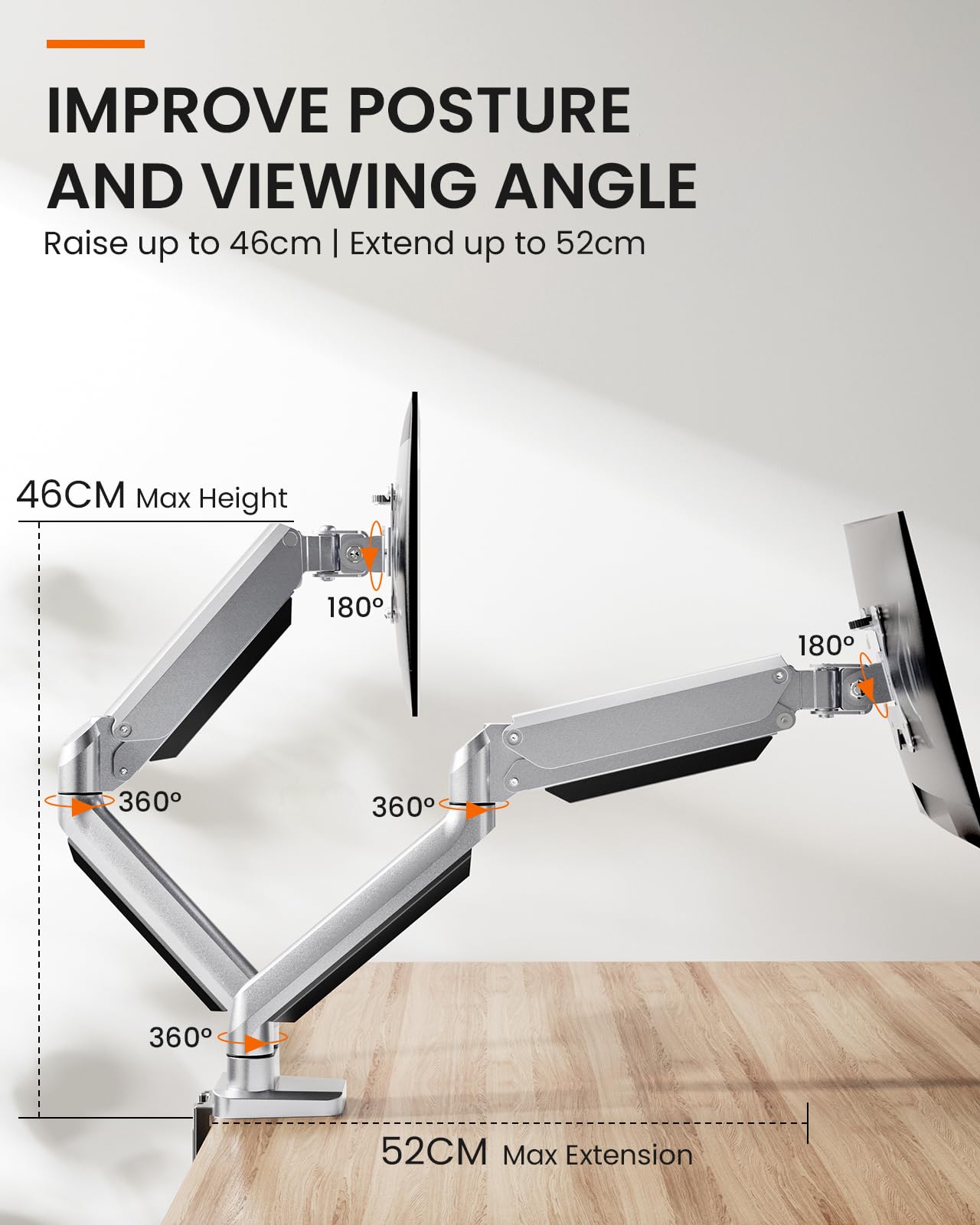 ErGear support double écran PC 13-32" bras gaz 8 kg