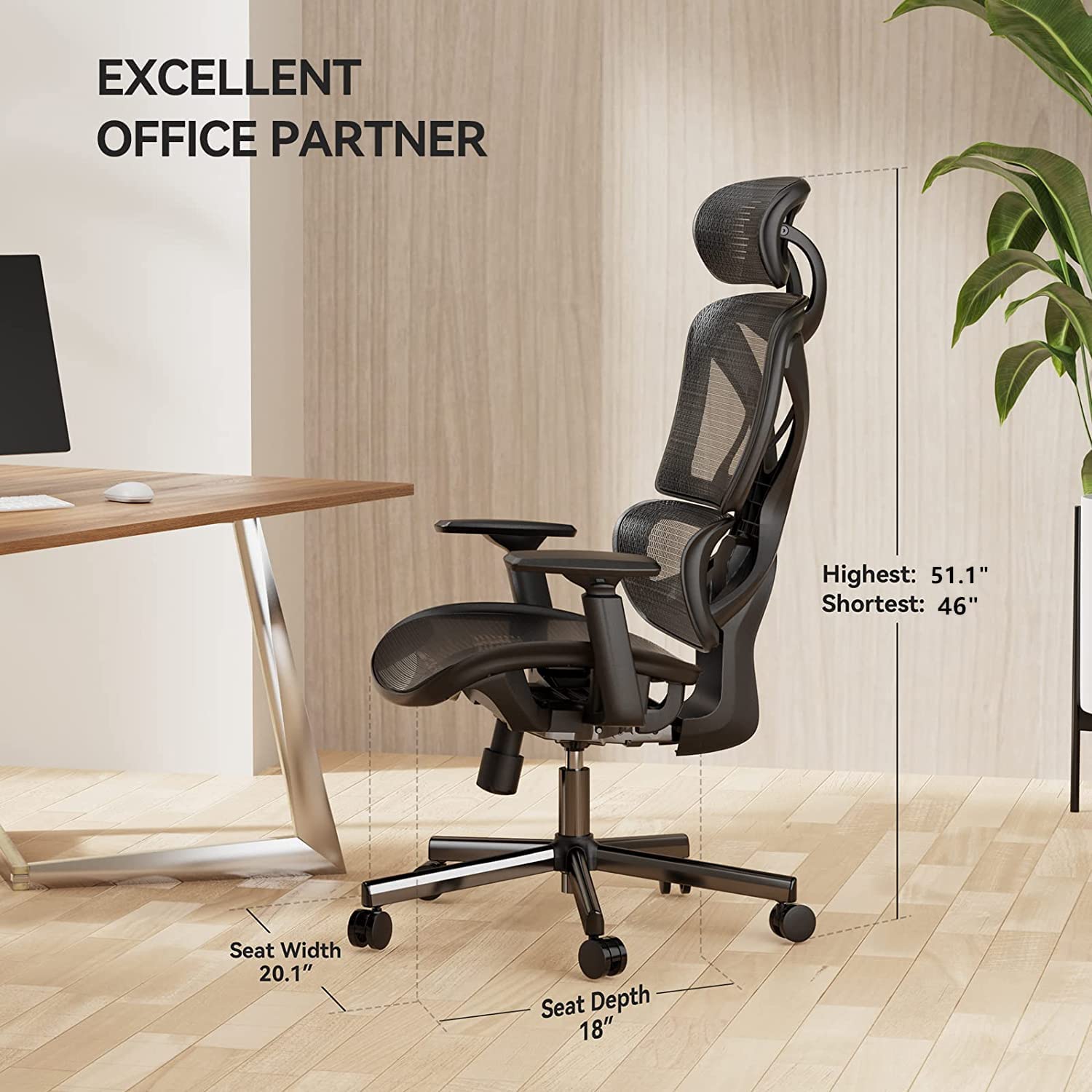 Noblewell Ergonomic Office Chair siège ergonomique mesh noir 130°