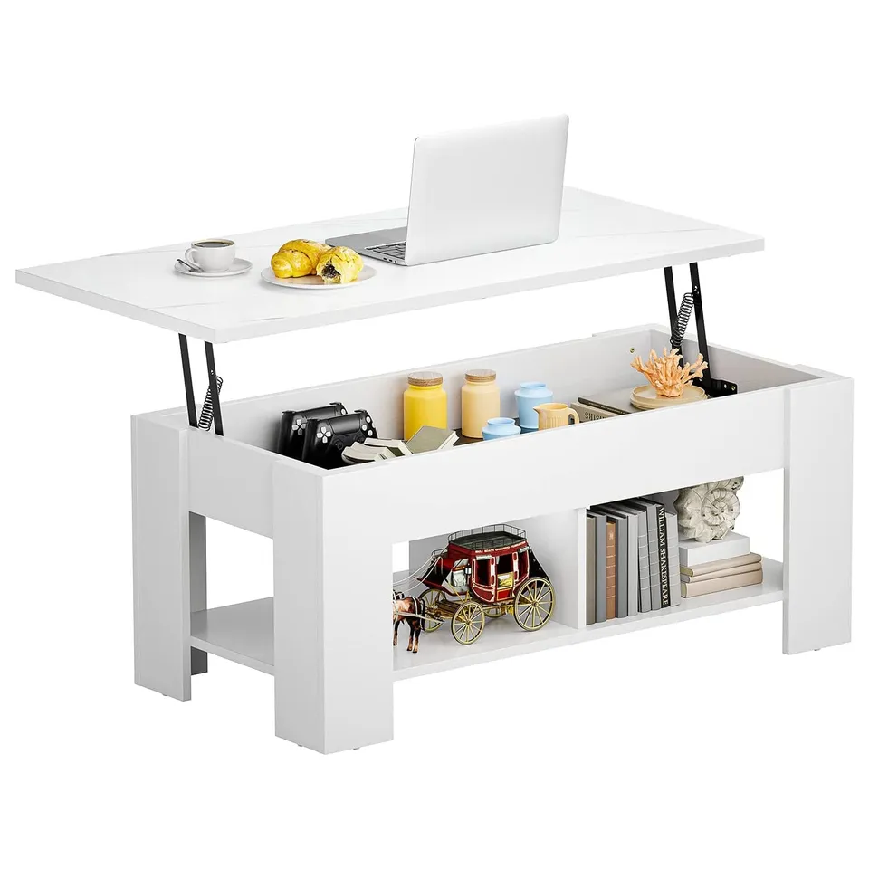Noblewell COFFEE TABLE table basse blanche plateau relevable