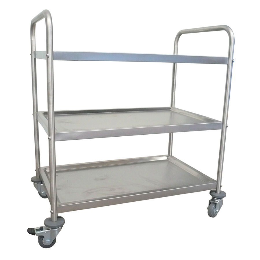 MOBIKA Réfectoire chariot inox 3 plateaux 2 poignées mobile