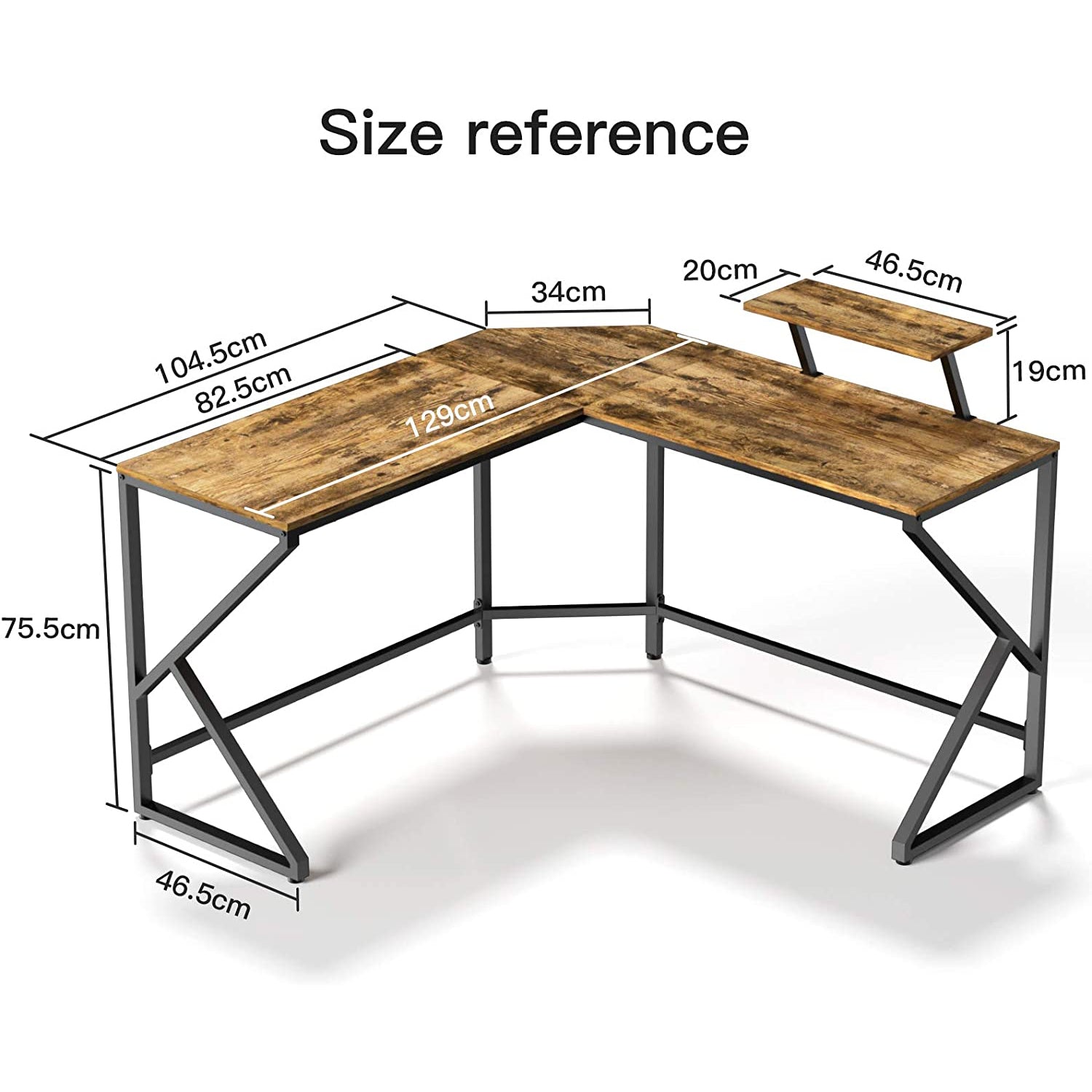 Noblewell Computer Desk bureau angle en L 51 pouces support écran