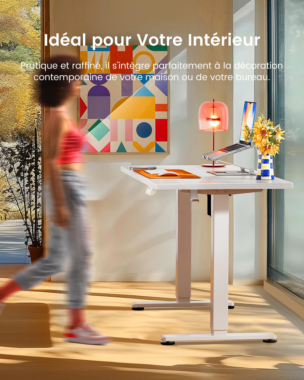 ErGear Electric Standing Desks 100x60 bureau assis-debout blanc 80 kg