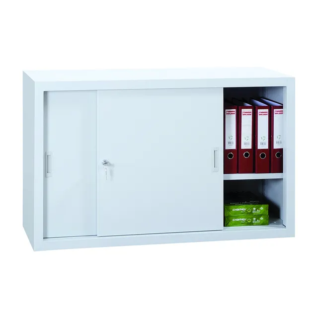MOBIKA Bureau Armoire basse métal portes coulissantes