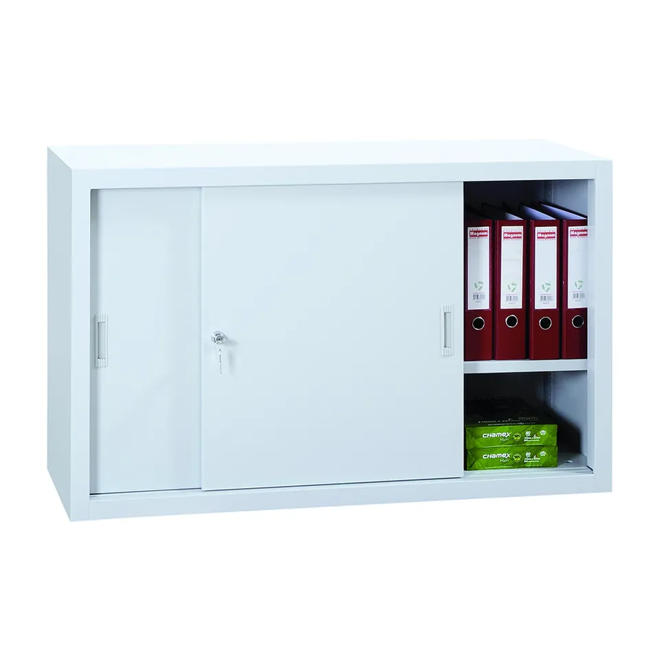 MOBIKA Bureau Armoire basse métal portes coulissantes
