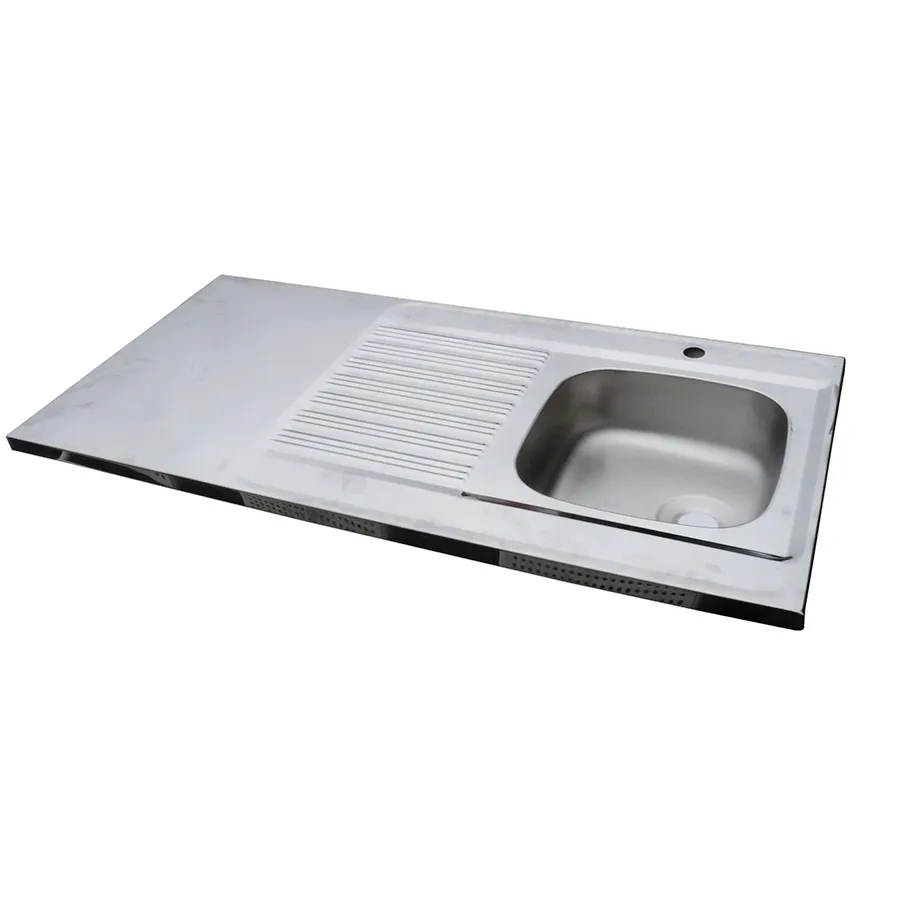 MOBIKA Réfectoire évier inox 120x60 2 cuves avec égouttoir