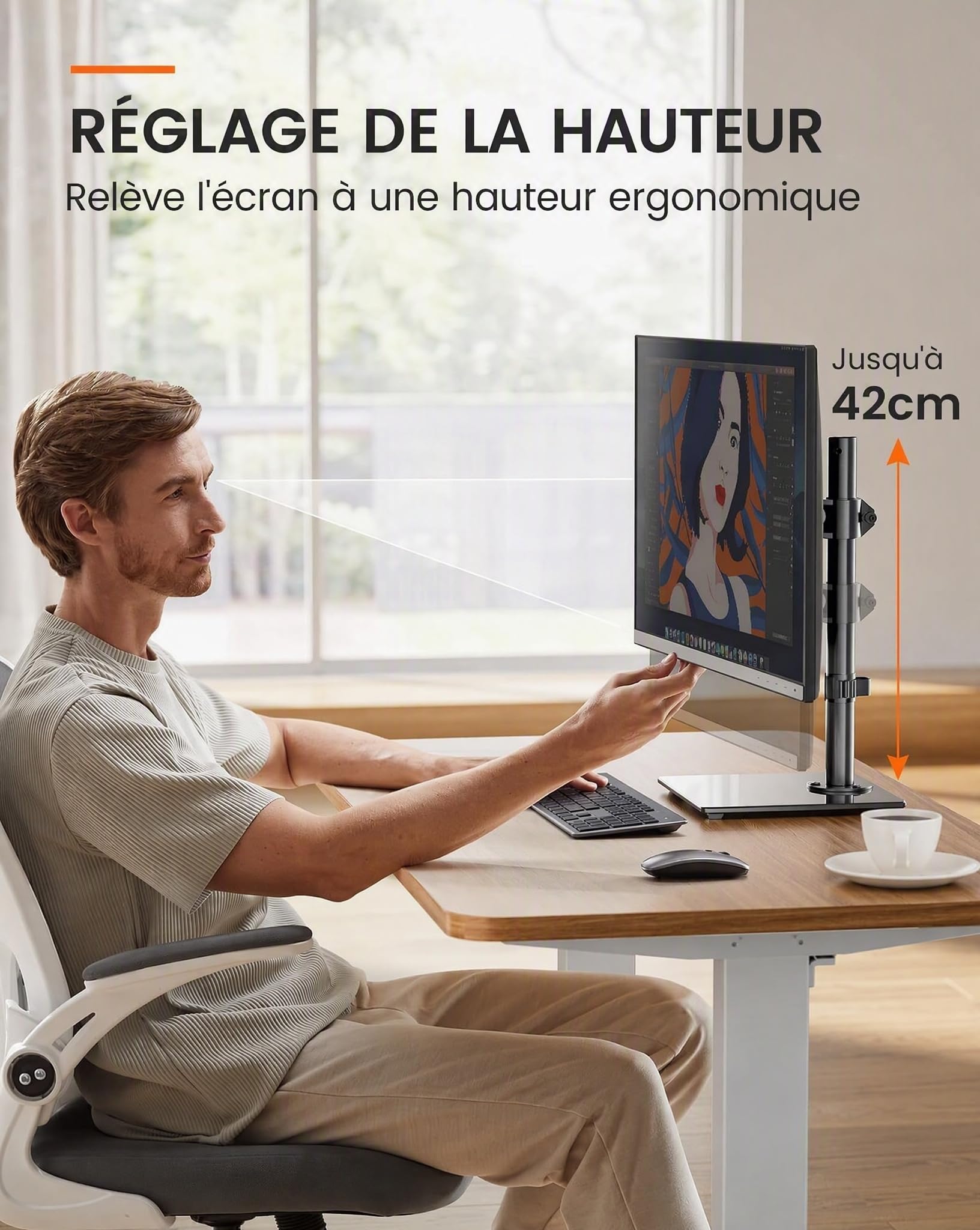 ErGear Monitor Mounts support moniteur 32 pouces verre