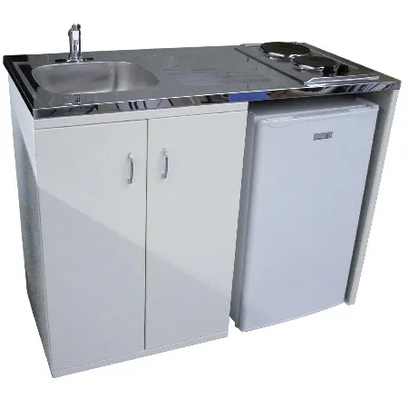 MOBIKA Réfectoire Kitchenette métal 120x60 chauffe-eau inox