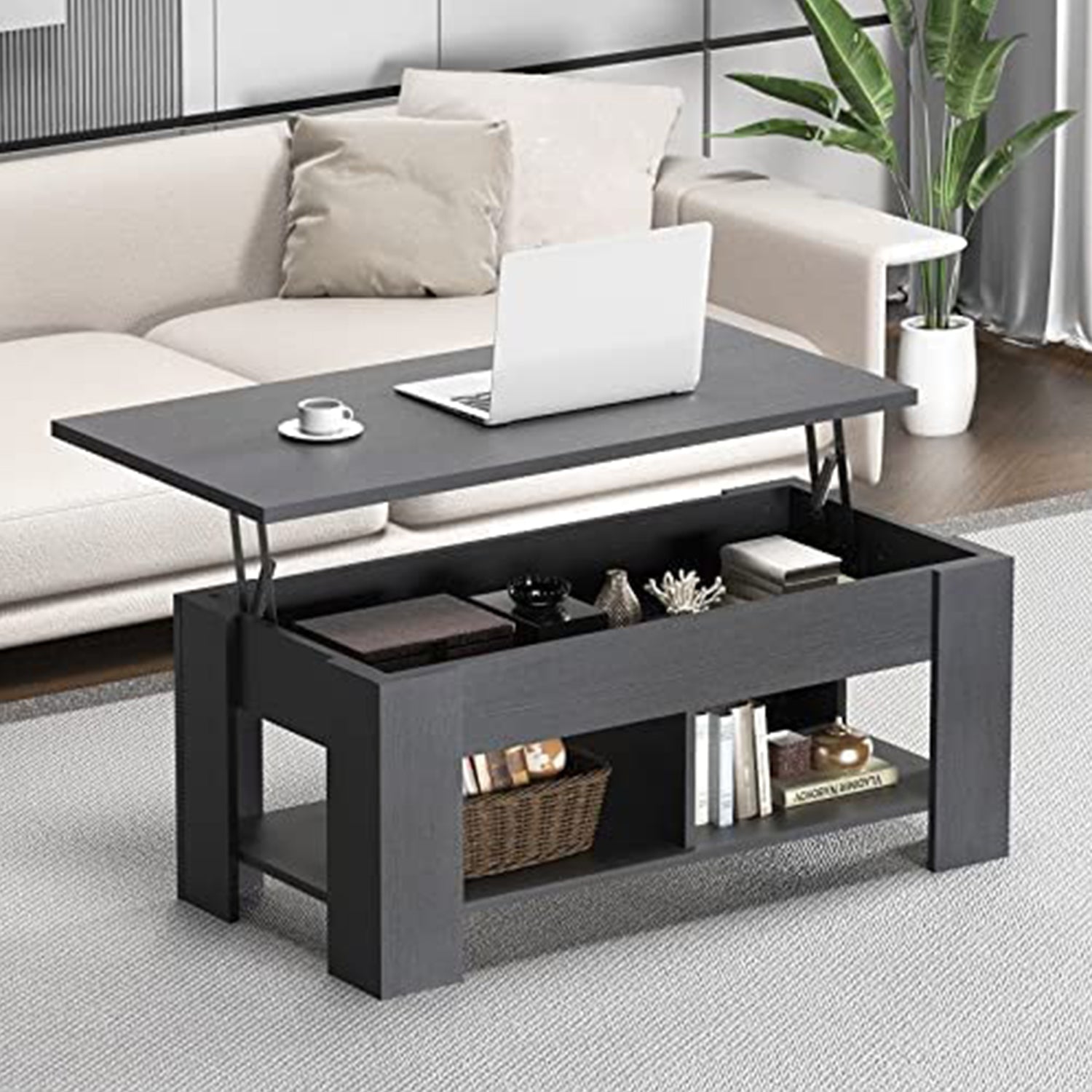 Noblewell Coffee Table table basse noire plateau relevable