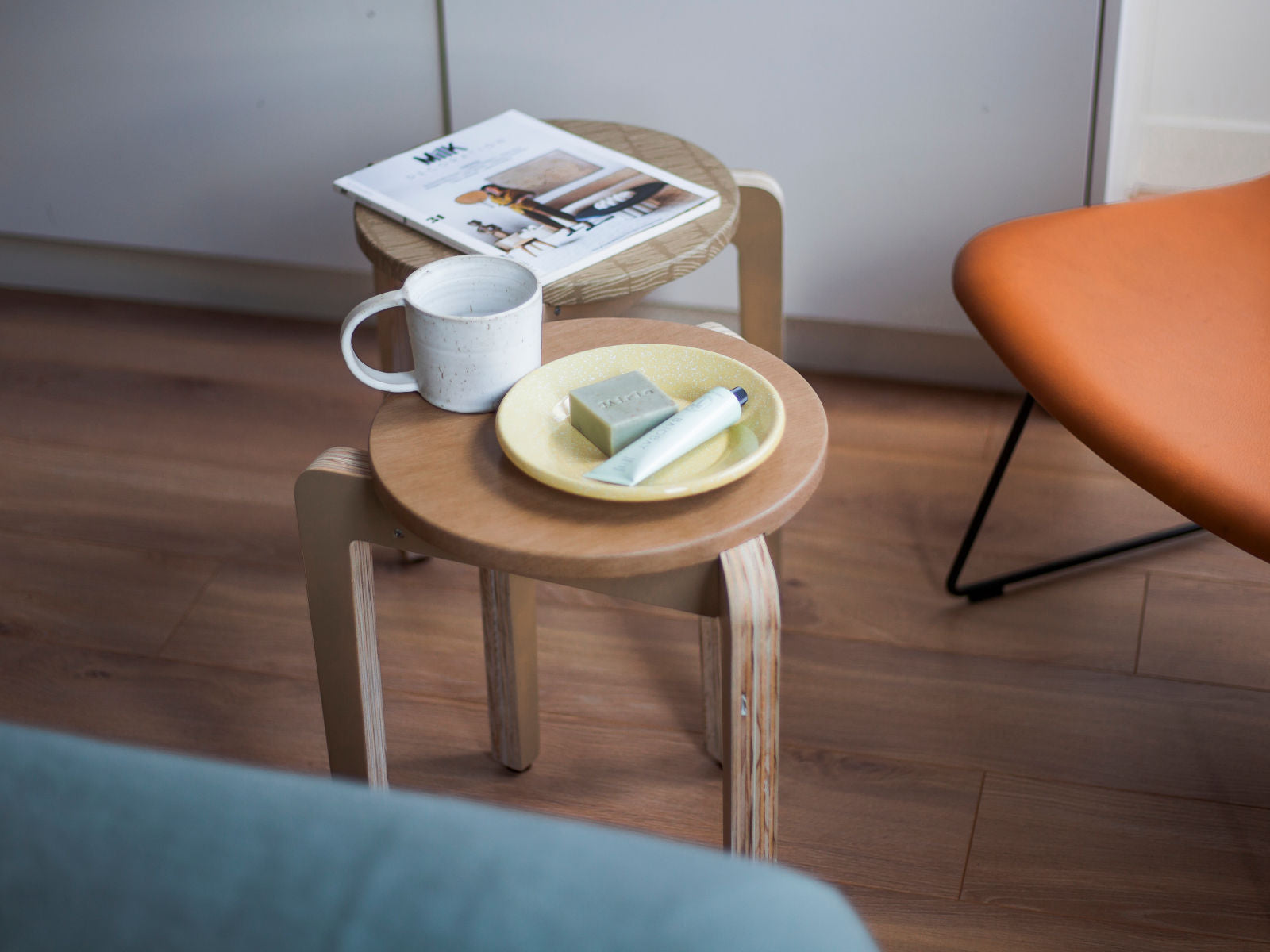 Tizu Valmy tabouret Blanc Jacquard design Emilie Girault