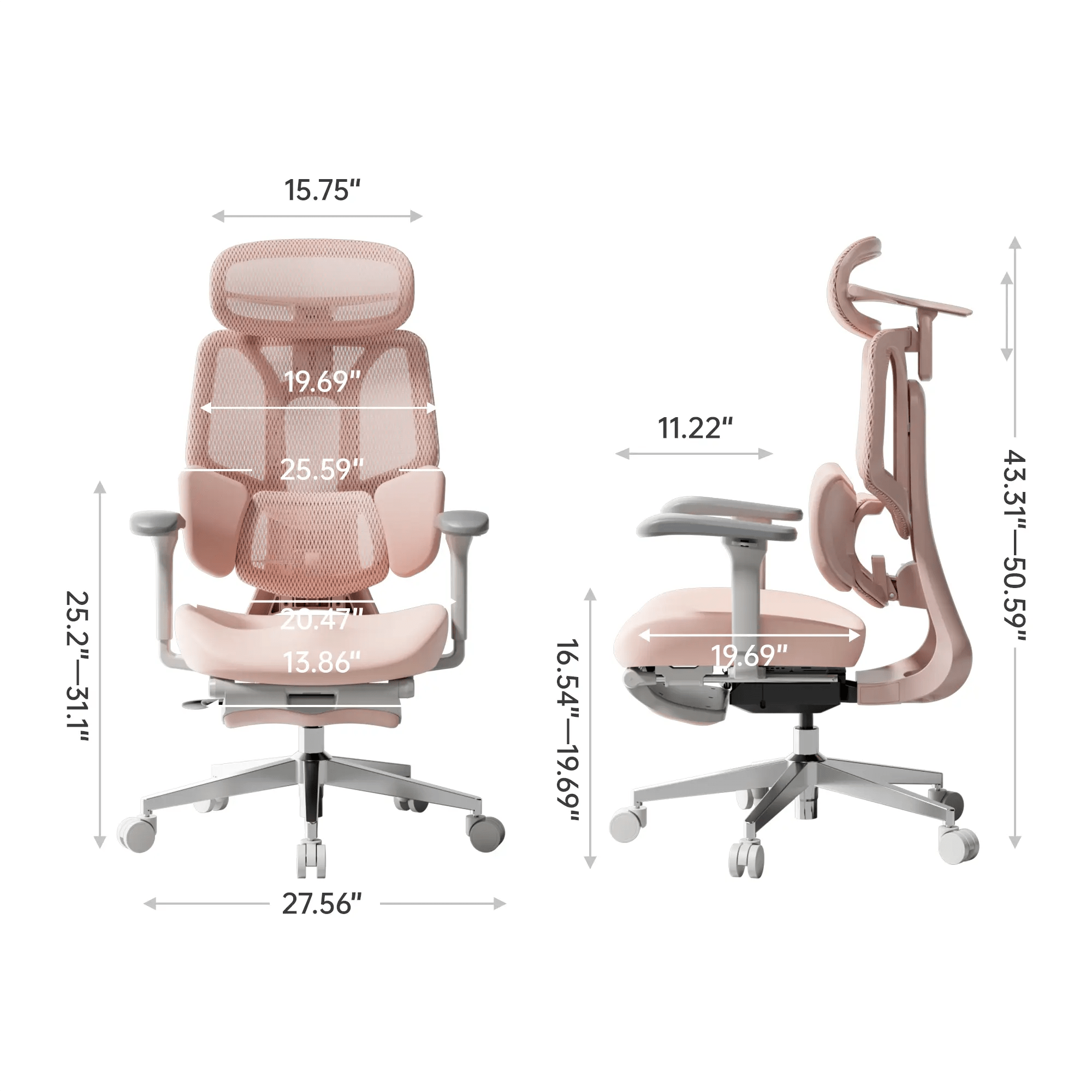 Hbada E3 Air Chaise de bureau rose assise confort