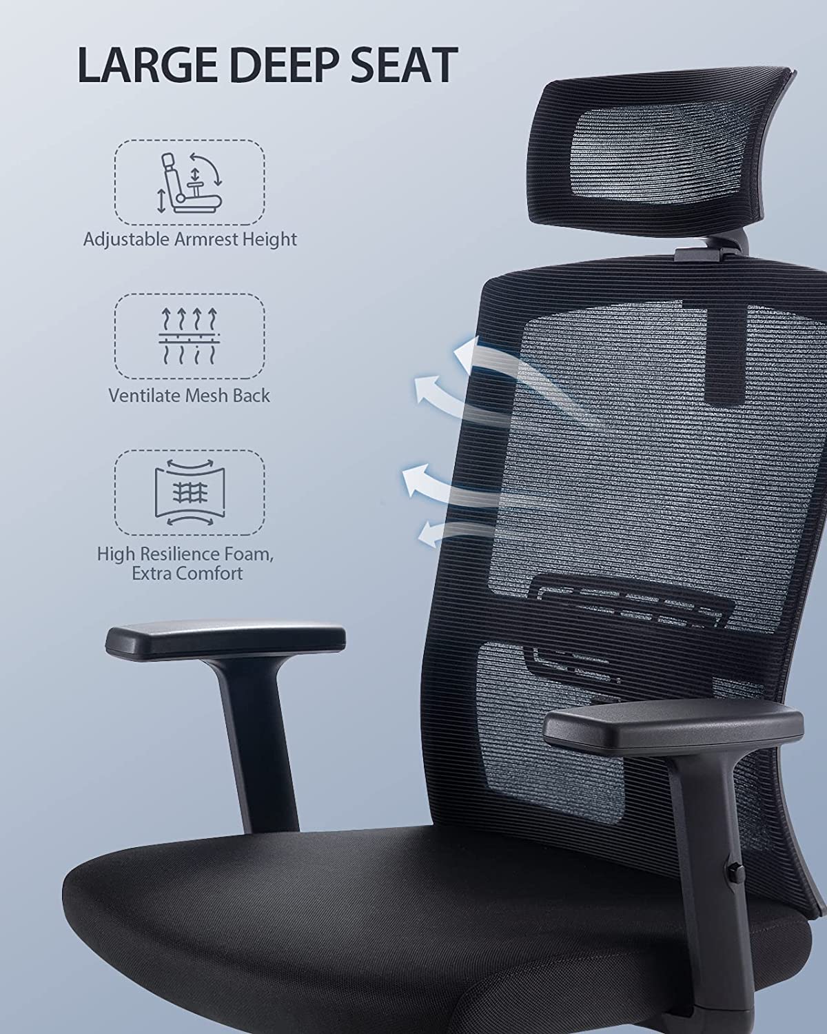 Noblewell Ergonomic Office Chair siège ergonomique large lombaire