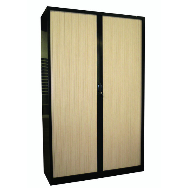 MOBIKA Bureau armoire haute rideaux PVC bois