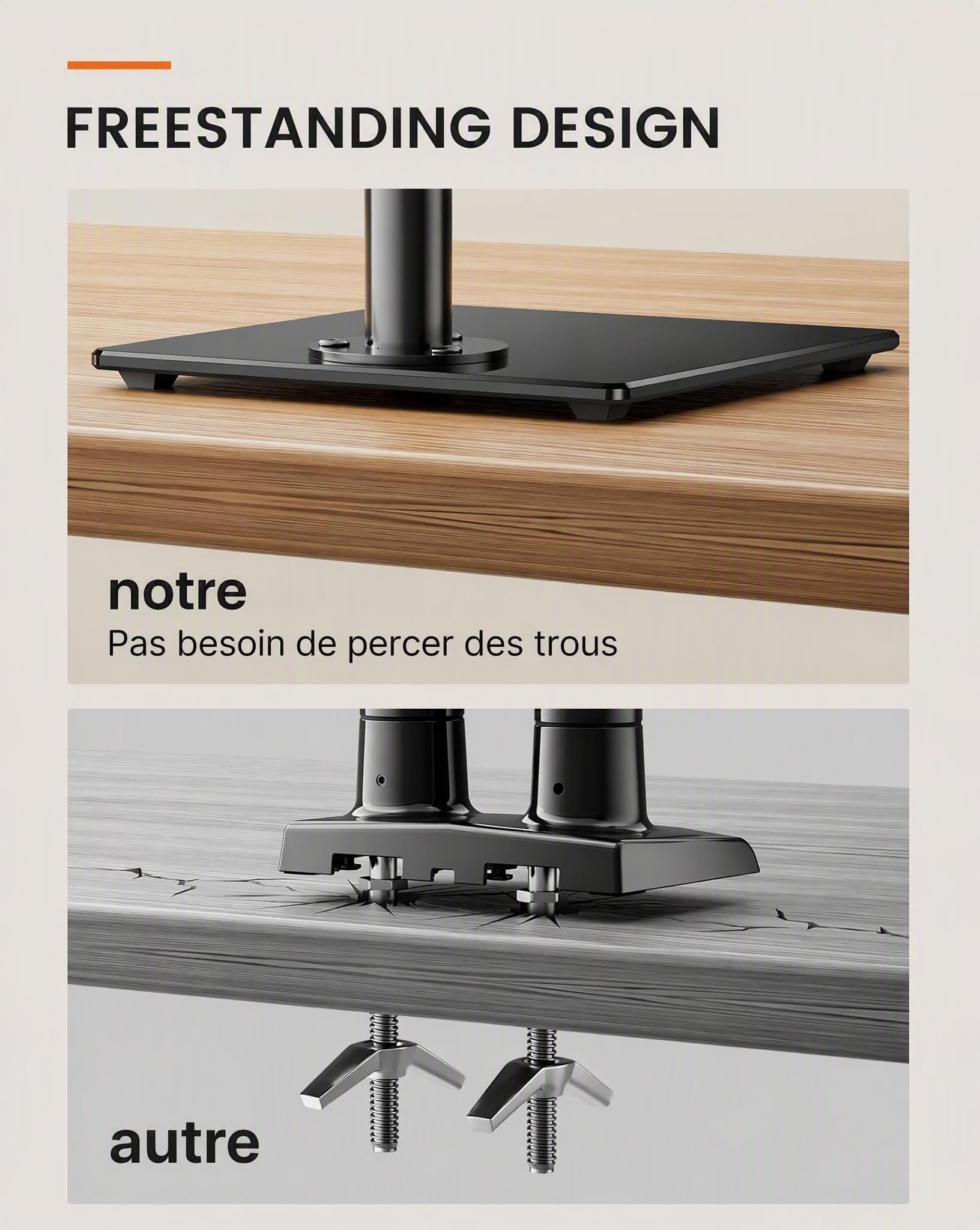 ErGear Monitor Mounts support moniteur 32 pouces verre