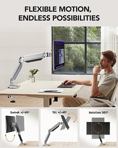 ErGear bras support écran PC 13-32" argent réglable gaz