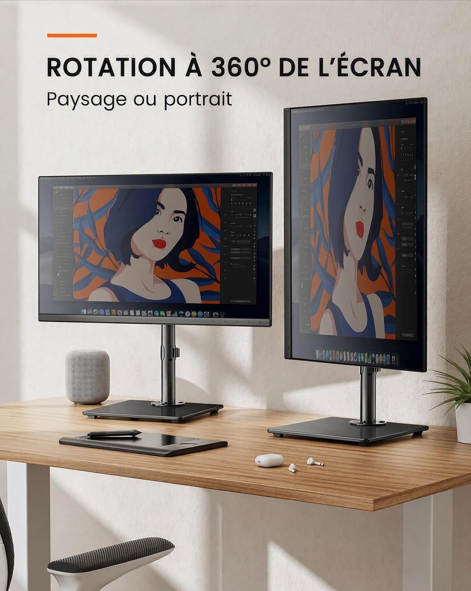 ErGear Monitor Mounts support moniteur 32 pouces verre