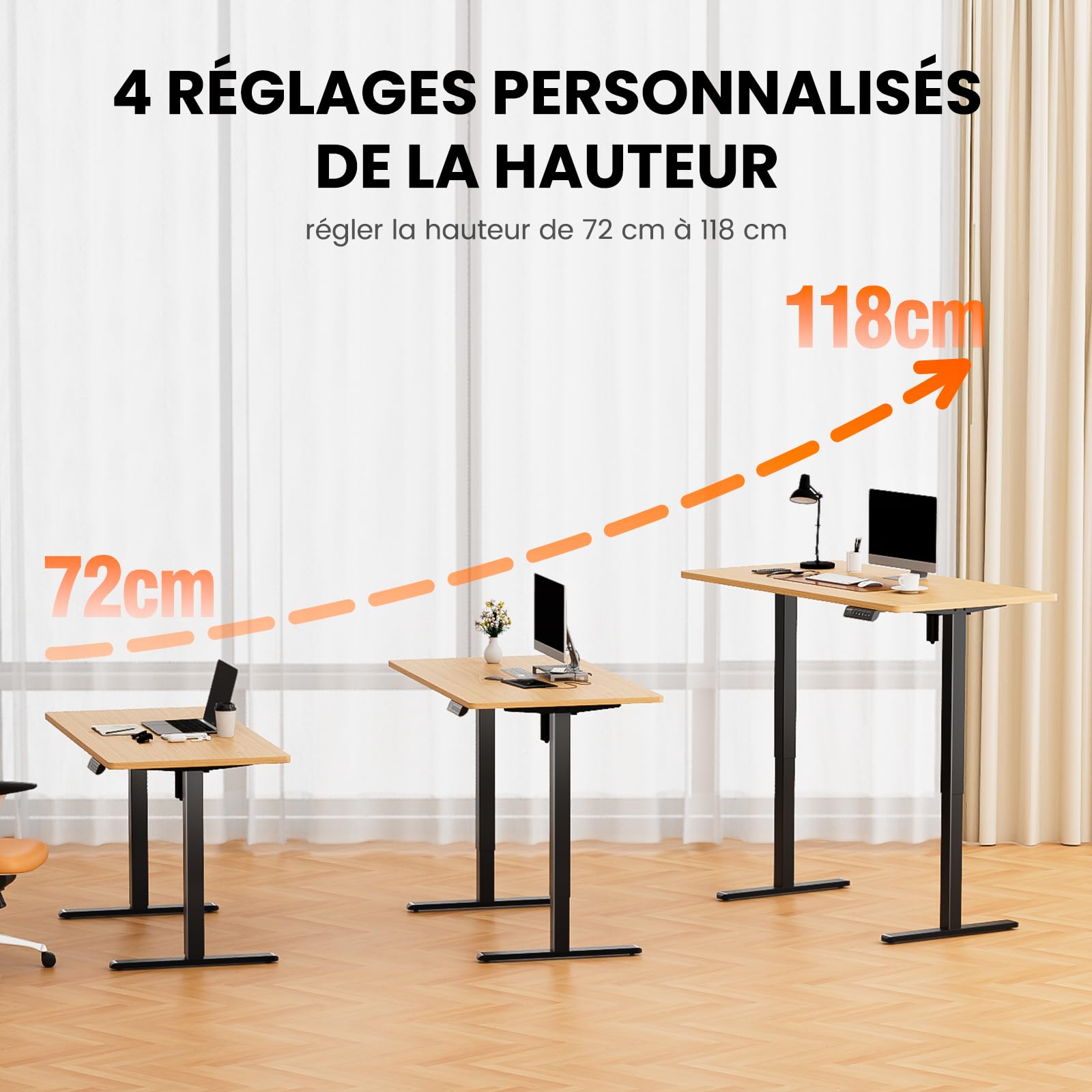 ErGear Electric Standing Desks cadre assis-debout blanc noir 118 cm